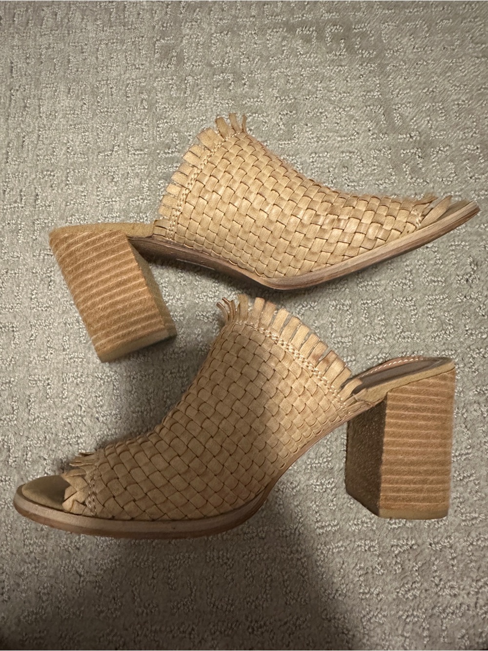 Rebel Woven Open-Toe Block Heel Mules